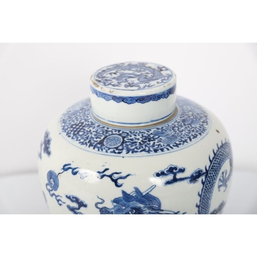 145 - CHINESE QING BLUE AND WHITE GINGER JAR