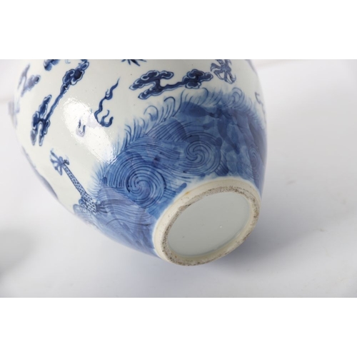 145 - CHINESE QING BLUE AND WHITE GINGER JAR