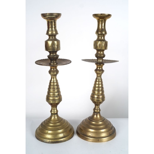 1564 - PAIR OF LARGE 17TH-CENTURY BRASS CANDLESTICKS