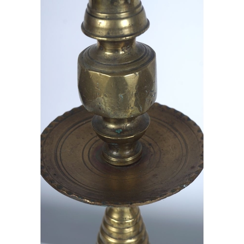 1564 - PAIR OF LARGE 17TH-CENTURY BRASS CANDLESTICKS