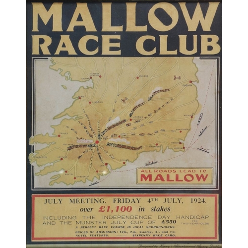 1565 - IRISH TRAIN CHART TO MALLOW, CIRCA 1924