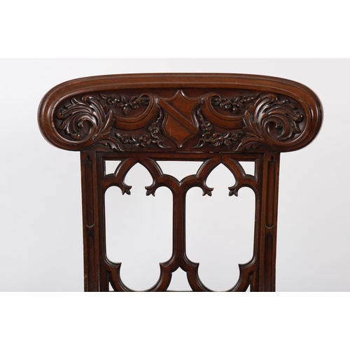 158 - REGENCY GOTHIC REVIVAL MAHOGANY ARMORIAL HALL CHAIR, CIRCA 1820