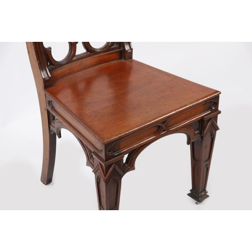 158 - REGENCY GOTHIC REVIVAL MAHOGANY ARMORIAL HALL CHAIR, CIRCA 1820