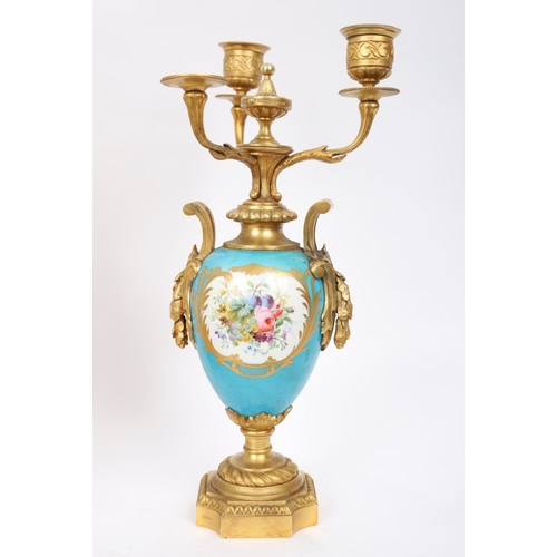 165 - 3-PIECE 19TH-CENTURY ORMOLU & SEVRES CLOCK GARNITURE