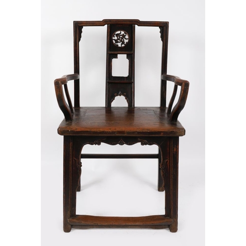 178 - PAIR CHINESE QING ELM CEREMONIAL CHAIRS