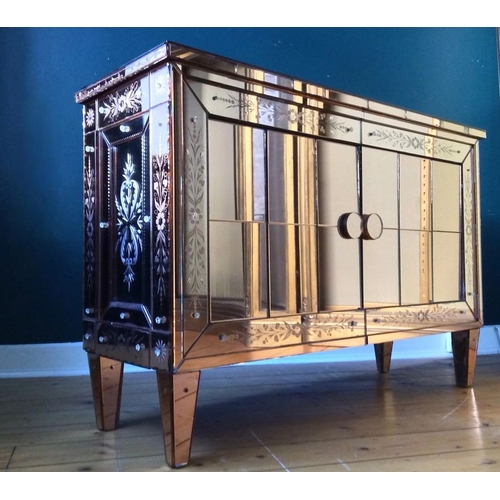 217 - ART DECO MIRRORED SIDEBOARD/BUFFET CABINET