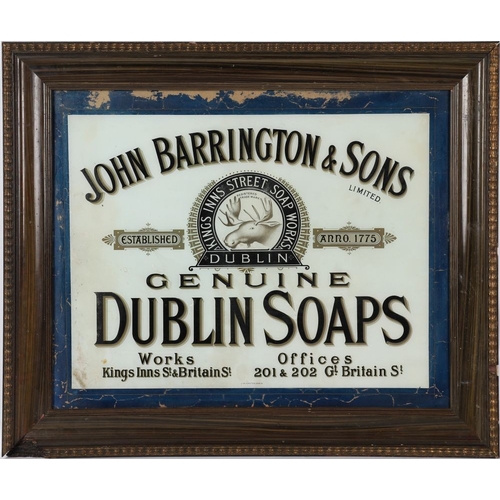 27 - JOHN BARRINGTON & SONS, DUBLIN SOAP ORIGINAL LITHOGRAPH ON GLASS ADVERTISING POSTER