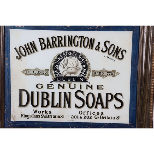 27 - JOHN BARRINGTON & SONS, DUBLIN SOAP ORIGINAL LITHOGRAPH ON GLASS ADVERTISING POSTER