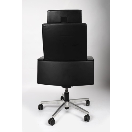 271 - DESIGNER LEATHER AND CHROME REVOLVING DESK CHAIR