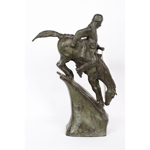 284 - SCULPTURE OF A BRONZE HORSE AND RIDER