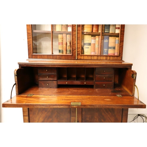 293 - REGENCY MAHOGANY SECRETAIRE BOOKCASE