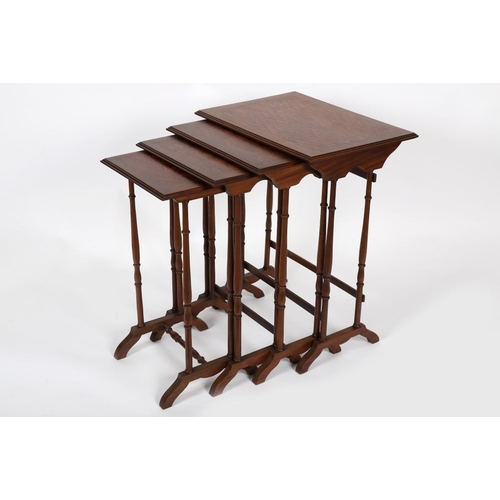 314 - EDWARDIAN MAHOGANY AND PARQUETRY NEST OF 4 TABLES