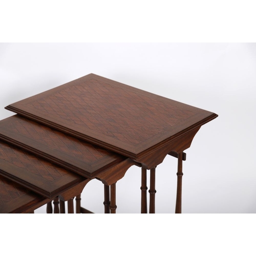 314 - EDWARDIAN MAHOGANY AND PARQUETRY NEST OF 4 TABLES