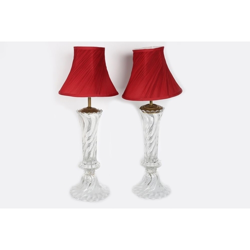 318 - PAIR OF LARGE CRYSTAL TABLE LAMPS