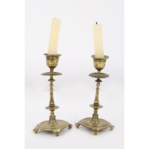 342 - PAIR 19TH-CENTURY BRASS CANDLESTICKS