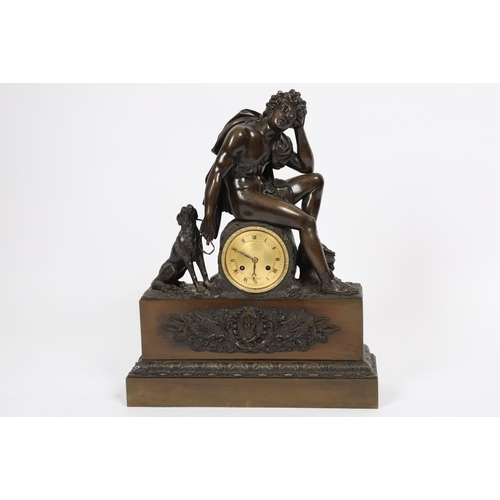 344 - FRENCH EMPIRE BRONZE MANTEL CLOCK