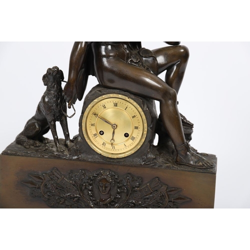 344 - FRENCH EMPIRE BRONZE MANTEL CLOCK