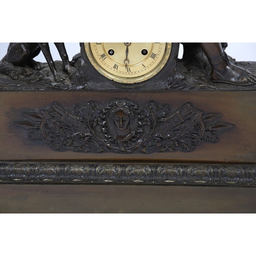 344 - FRENCH EMPIRE BRONZE MANTEL CLOCK