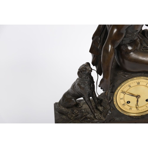 344 - FRENCH EMPIRE BRONZE MANTEL CLOCK