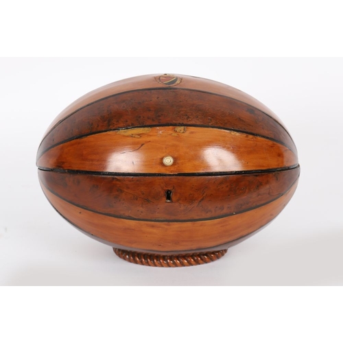 345 - 19TH-CENTURY NOVELTY YEW WOOD & SATINWOOD WORK BOX