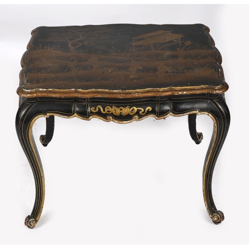 346 - 19TH-CENTURY CHINOISERIE LACQUERED AND PARCEL-GILT OCCASIONAL TABLE