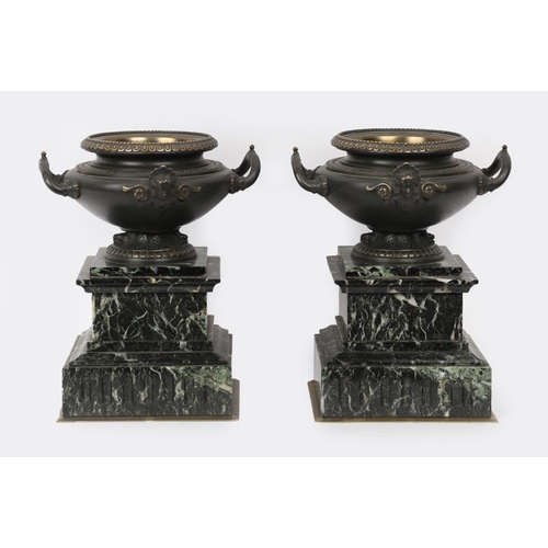 348 - PAIR 19TH-CENTURY BRONZE CAMPANA URNS