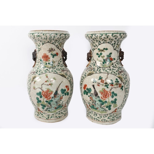 361 - PAIR OF CHINESE QING POLYCHROME VASES