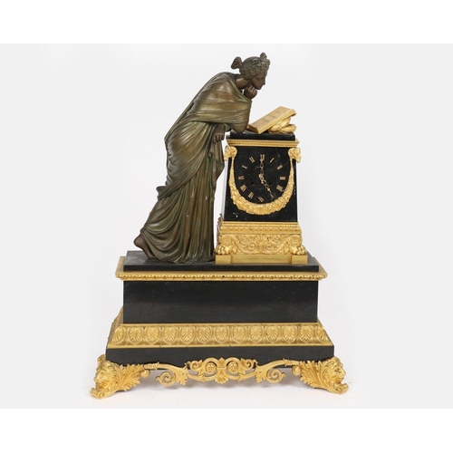 365 - IMPORTANT FRENCH EMPIRE BRONZE & MARBLE MANTEL CLOCK