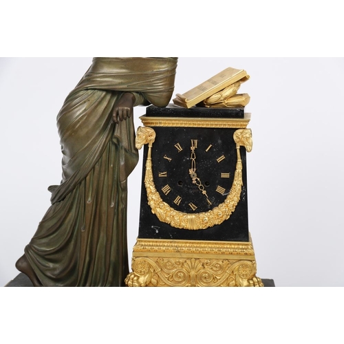 365 - IMPORTANT FRENCH EMPIRE BRONZE & MARBLE MANTEL CLOCK