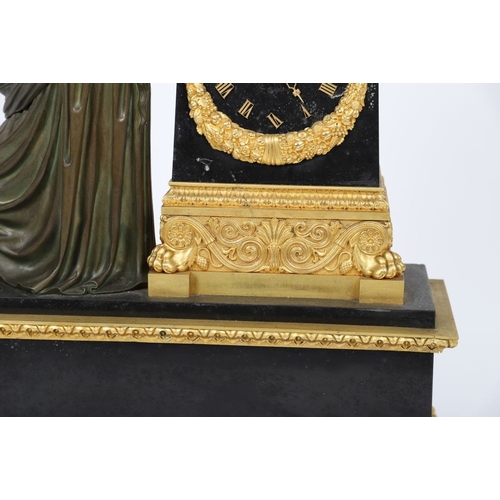 365 - IMPORTANT FRENCH EMPIRE BRONZE & MARBLE MANTEL CLOCK