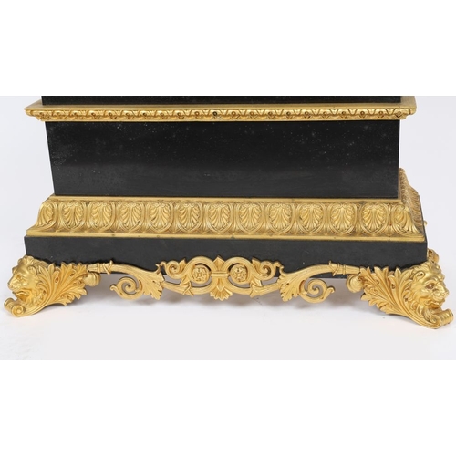 365 - IMPORTANT FRENCH EMPIRE BRONZE & MARBLE MANTEL CLOCK