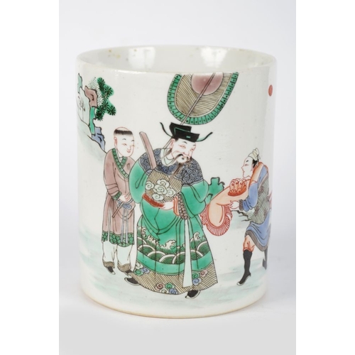 37 - CHINESE FAMILLE VERTE WATER BRUSH POT