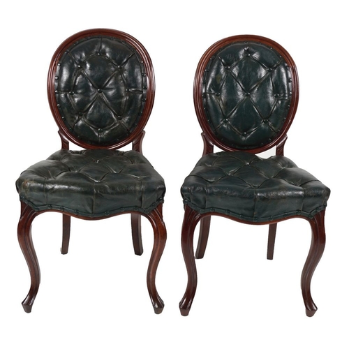 482 - SET SIX 19TH-CENTURY LEATHER LIBRARY CHAIRS