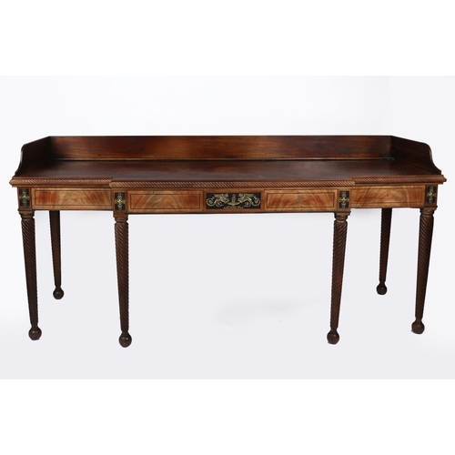 495 - IMPORTANT CORK REGENCY PERIOD MAHOGANY, EBONY, AND BRASS INLAID SERVING TABLE