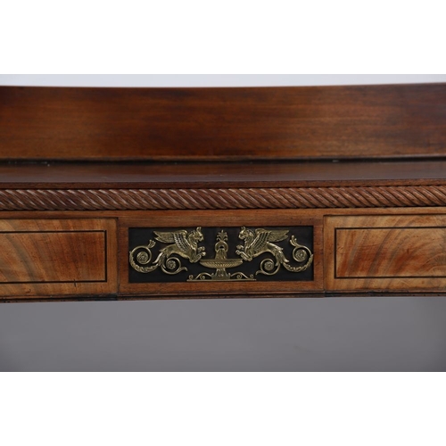 495 - IMPORTANT CORK REGENCY PERIOD MAHOGANY, EBONY, AND BRASS INLAID SERVING TABLE