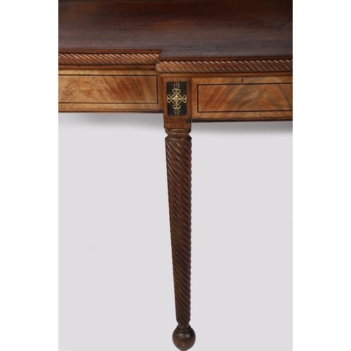 495 - IMPORTANT CORK REGENCY PERIOD MAHOGANY, EBONY, AND BRASS INLAID SERVING TABLE