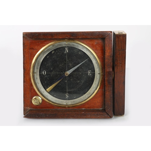 501 - 19TH-CENTURY MAHOGANY CASED COMPASS