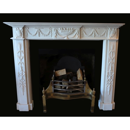 70 - LARGE STATUARY WHITE MARBLE CHIMNEY PIECE