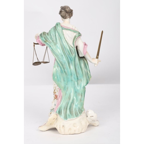 80 - DERBY PORCELAIN FIGURE OF JUSTICE, CIRCA 1770