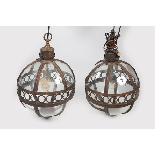 808 - PAIR OF LARGE EDWARDIAN BRASS LANTERNS