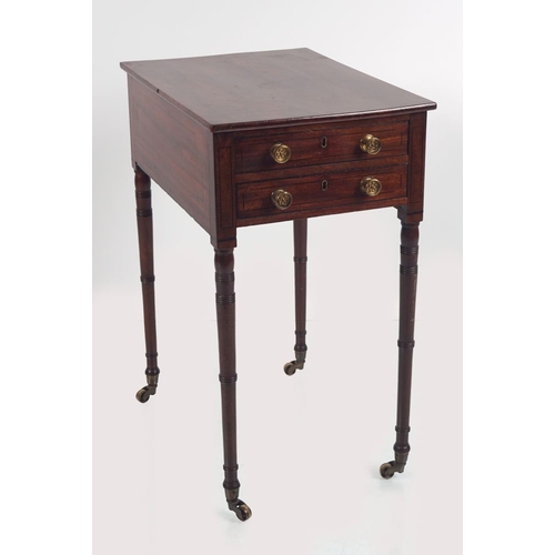 834 - WITHDRAWN REGENCY MAHOGANY & EBONY INLAID SIDE TABLE