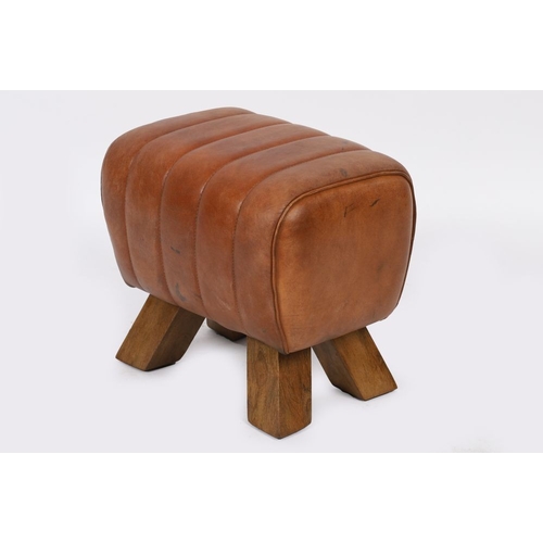 843 - HIDE UPHOLSTERED BENCH STOOL