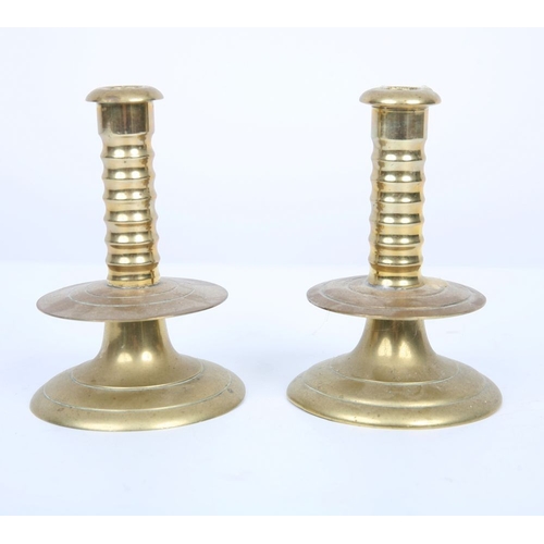 844 - PAIR OF BRASS CANDLESTICKS