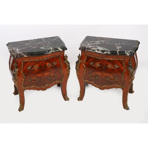 854 - PAIR LOUIS XV STYLE KINGWOOD AND ORMOLU-MOUNTED BEDSIDE CHESTS