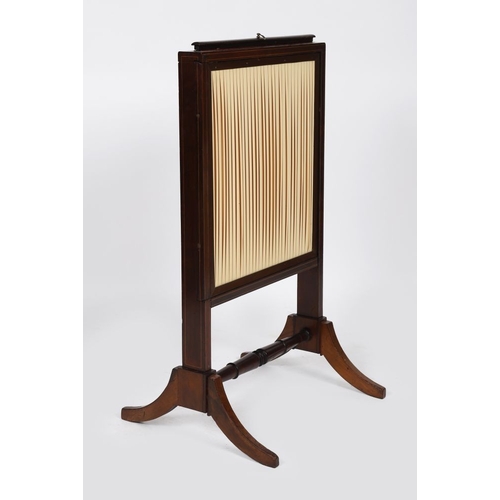 858 - GEORGIAN MAHOGANY & SILK LIFT-UP SCREEN