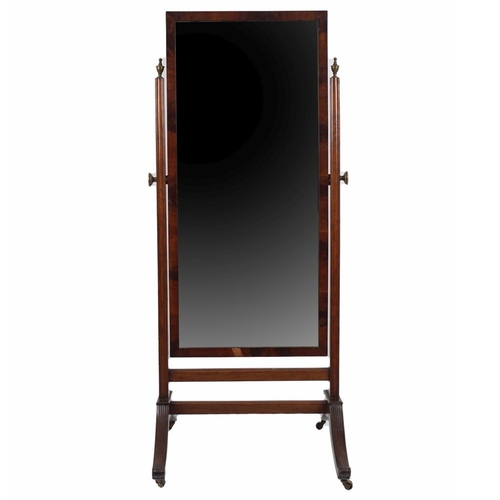 859 - REGENCY PERIOD MAHOGANY CHEVAL DRESSING MIRROR