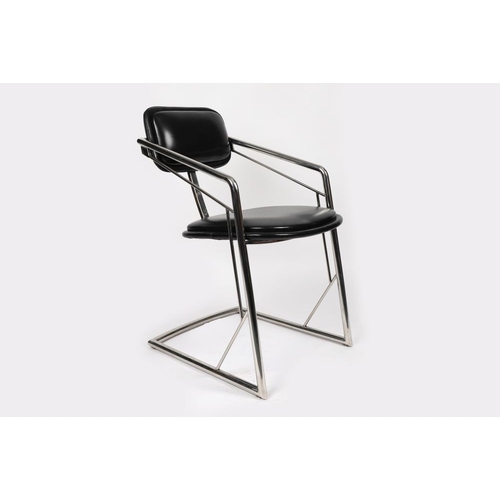 862 - DESIGNER CHROME AND LEATHER DESK CHAIR