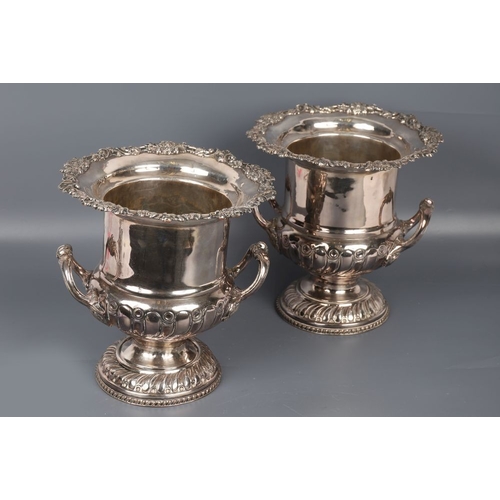 89 - PAIR OF ANTIQUE SHEFFIELD-PLATED WINE COOLERS