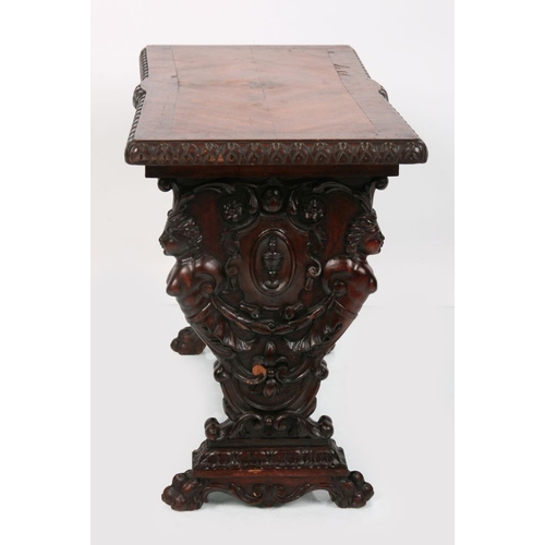 90 - 19TH-CENTURY CARVED WALNUT SEAT