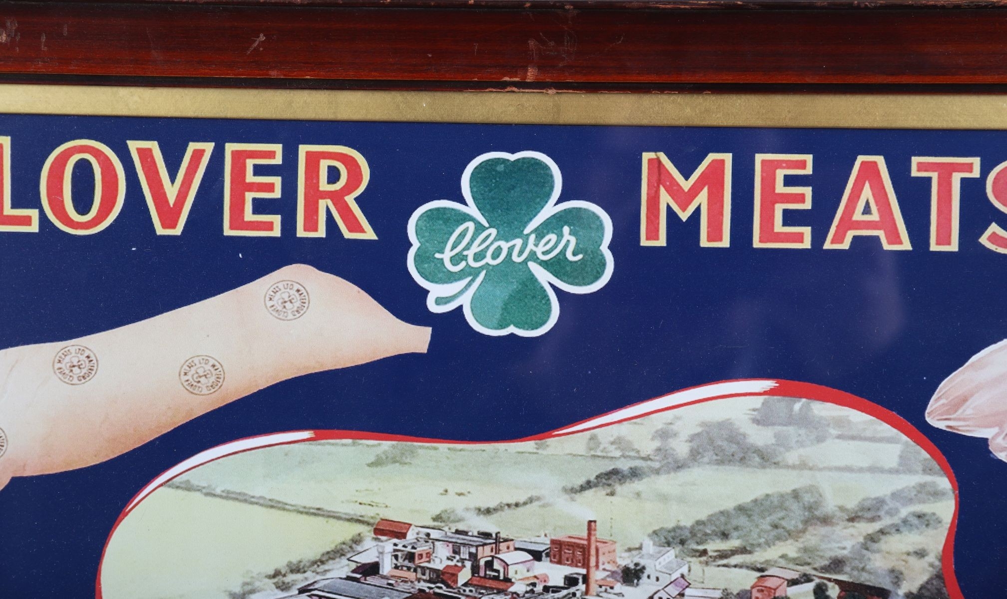 FRAMED ADVERTISING SIGN, CLOVER MEATS LTD., WATERFORD